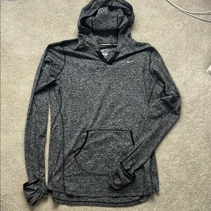 Nike Gray Heathered Running Long-sleeve with Hood